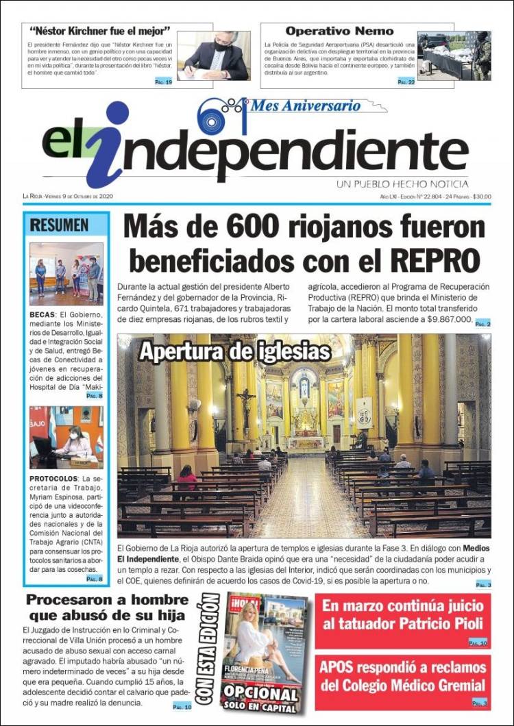 Portada de El Independiente (Argentina)