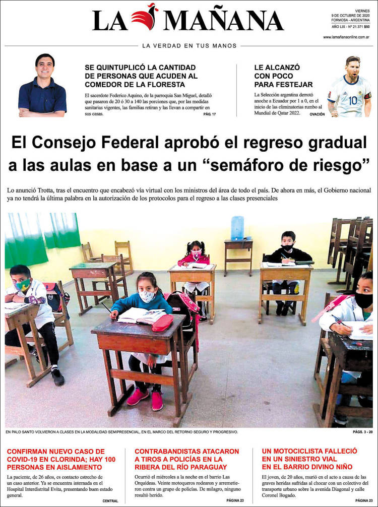 Portada de Diario La Mañana (Argentina)