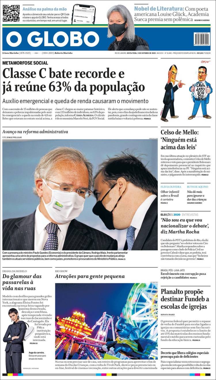 Portada de O Globo (Brasil)