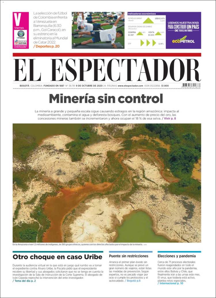 Portada de El Espectador (Colombia)