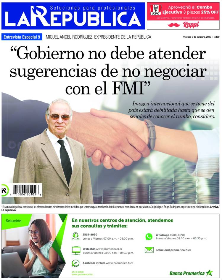Portada de La República (Costa Rica)