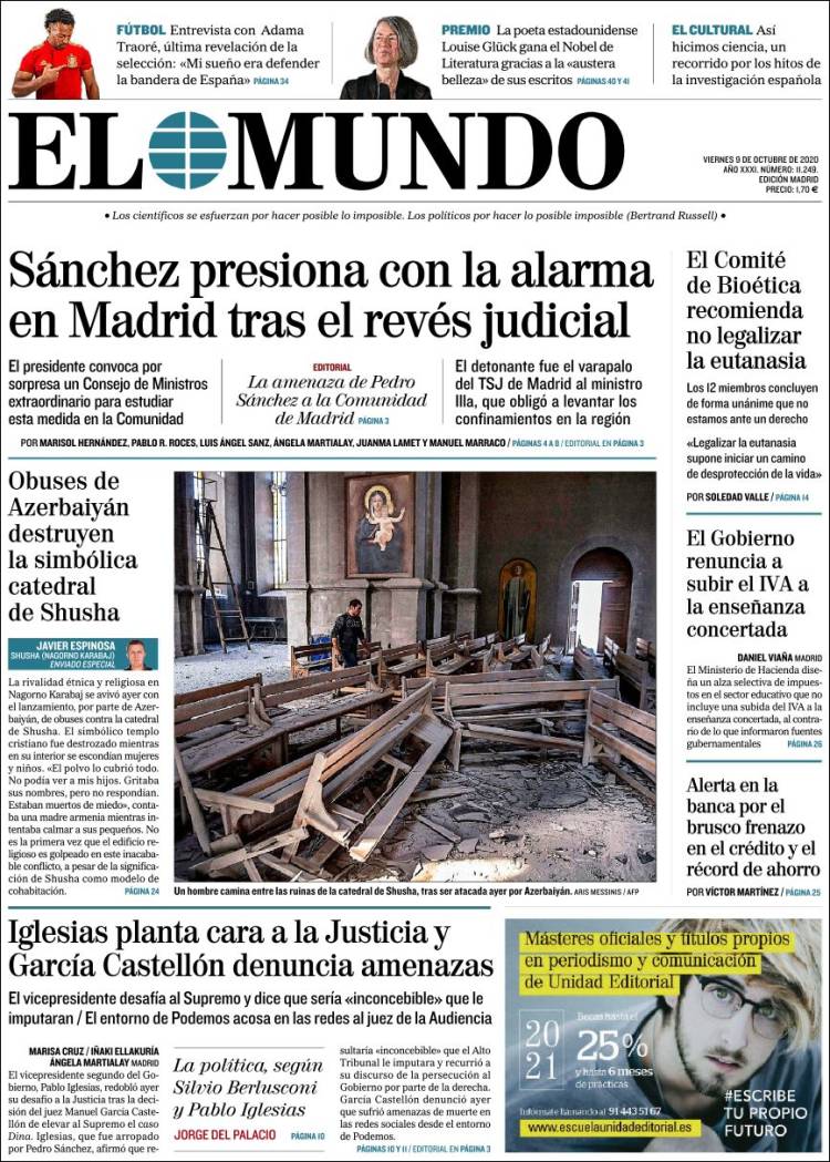 Portada de El Mundo (Espa&ntilde;a)