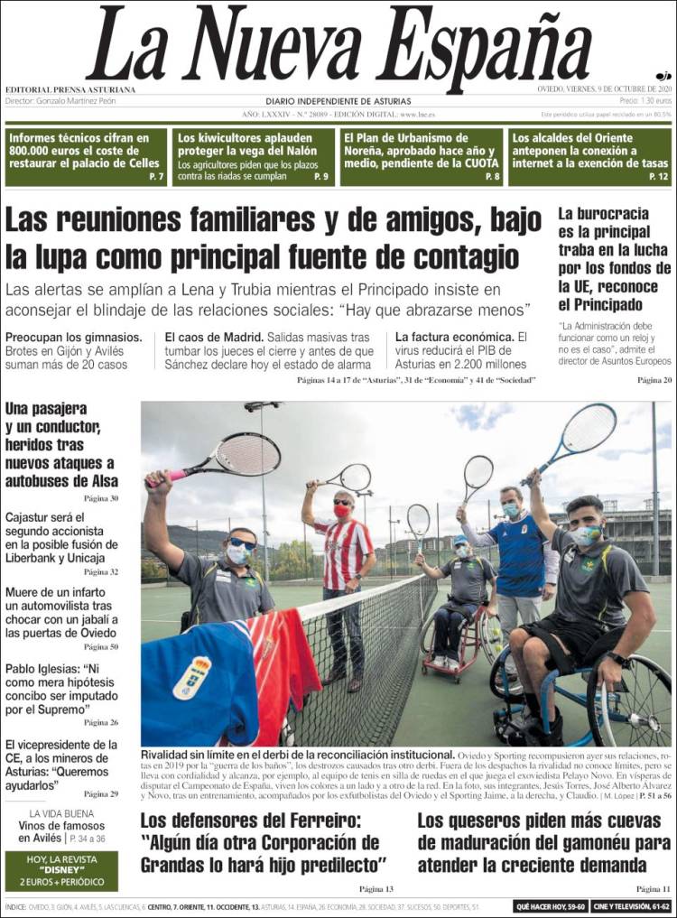 Portada de La Nueva España (Espa&ntilde;a)