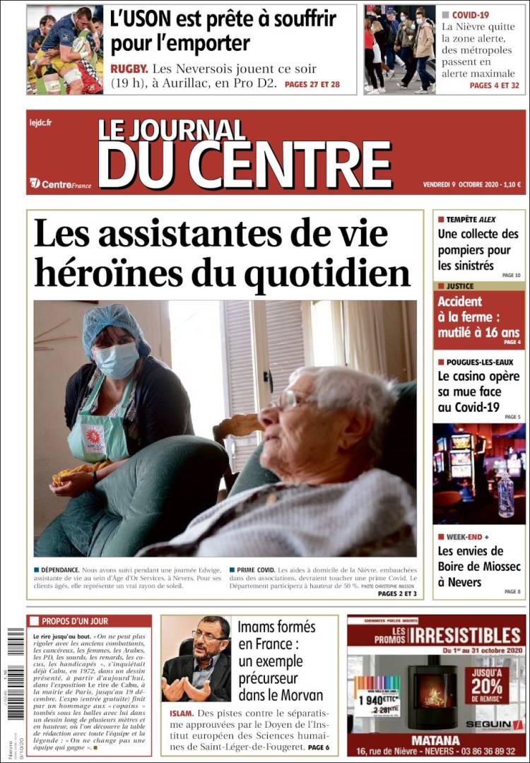 Portada de Le Journal du Centre (Francia)