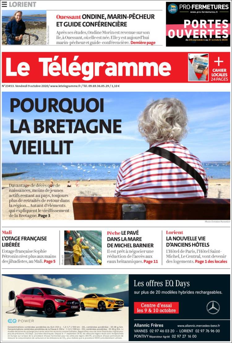 Portada de Télégramme (Francia)