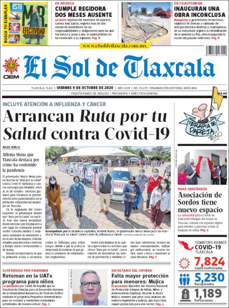 Portada de El Sol de Tlaxcala (M&eacute;xico)