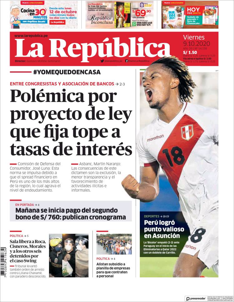 Portada de La Republica (Peru)