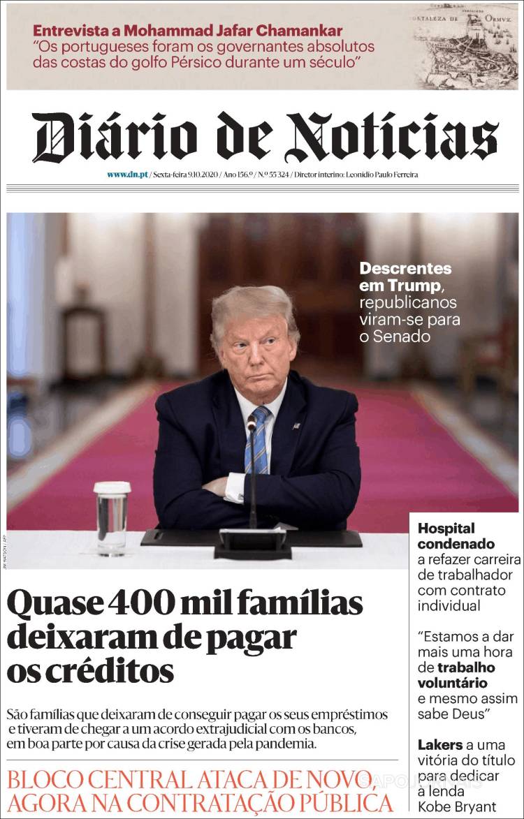 Portada de Diário de Noticias (Portugal)