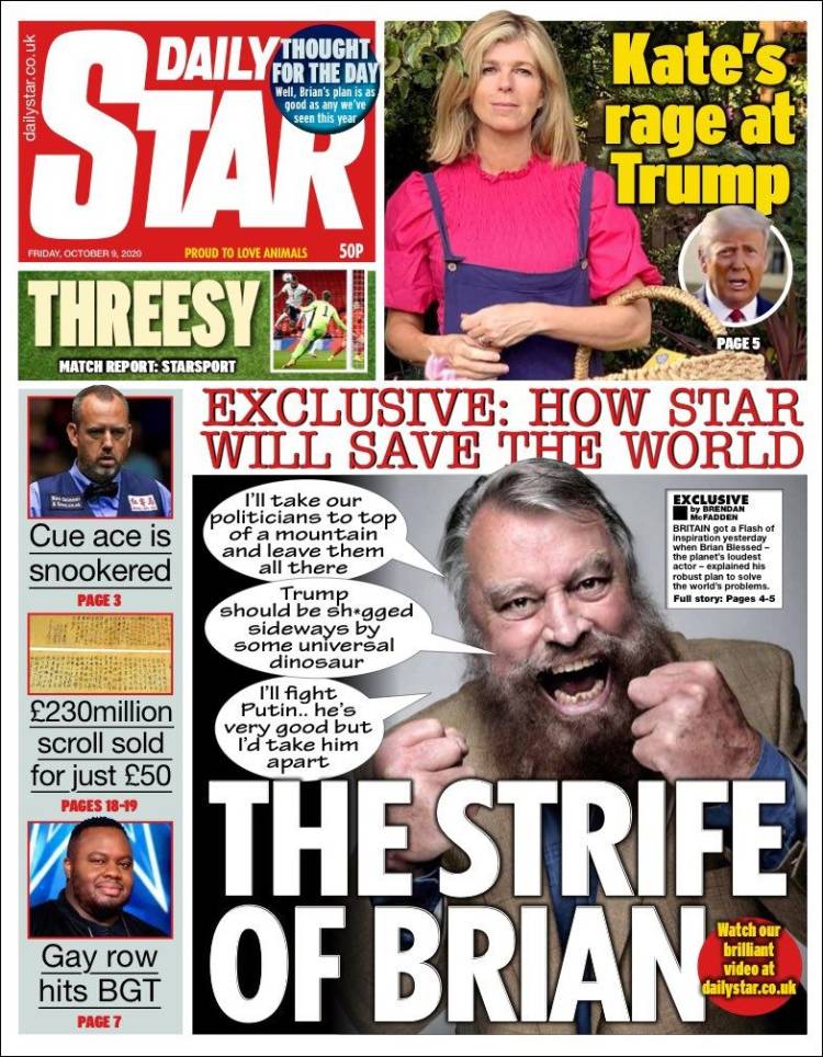 Portada de Daily Star (Reino Unido)