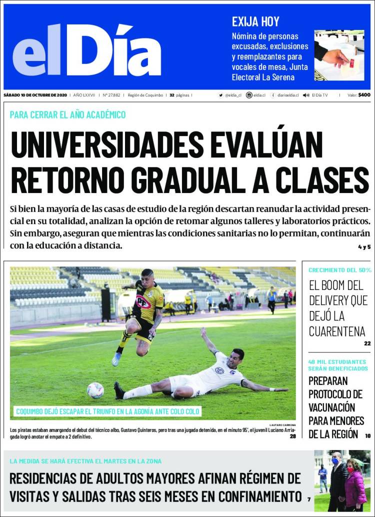 Portada de El Día (Chile)