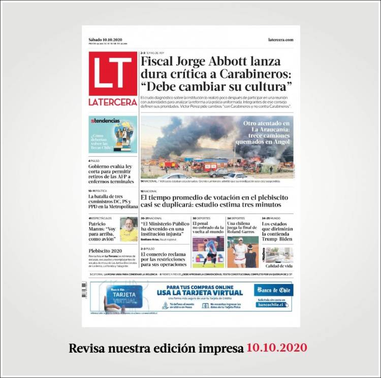 Portada de La Tercera (Chile)