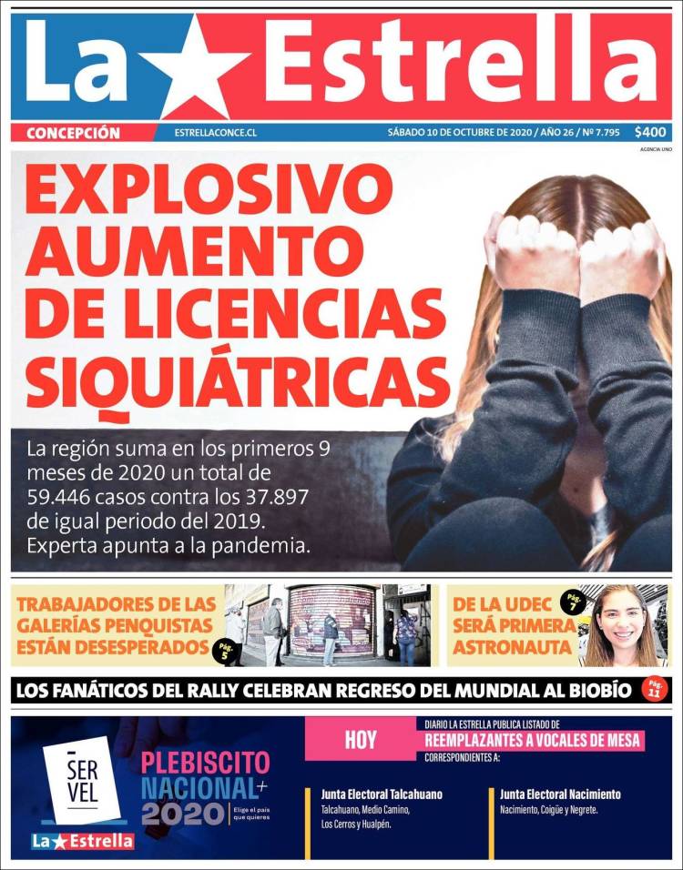 Portada de La Estrella de Concepción (Chile)