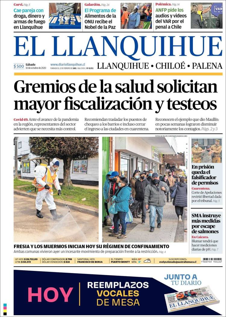 Portada de El Llanquihue (Chile)