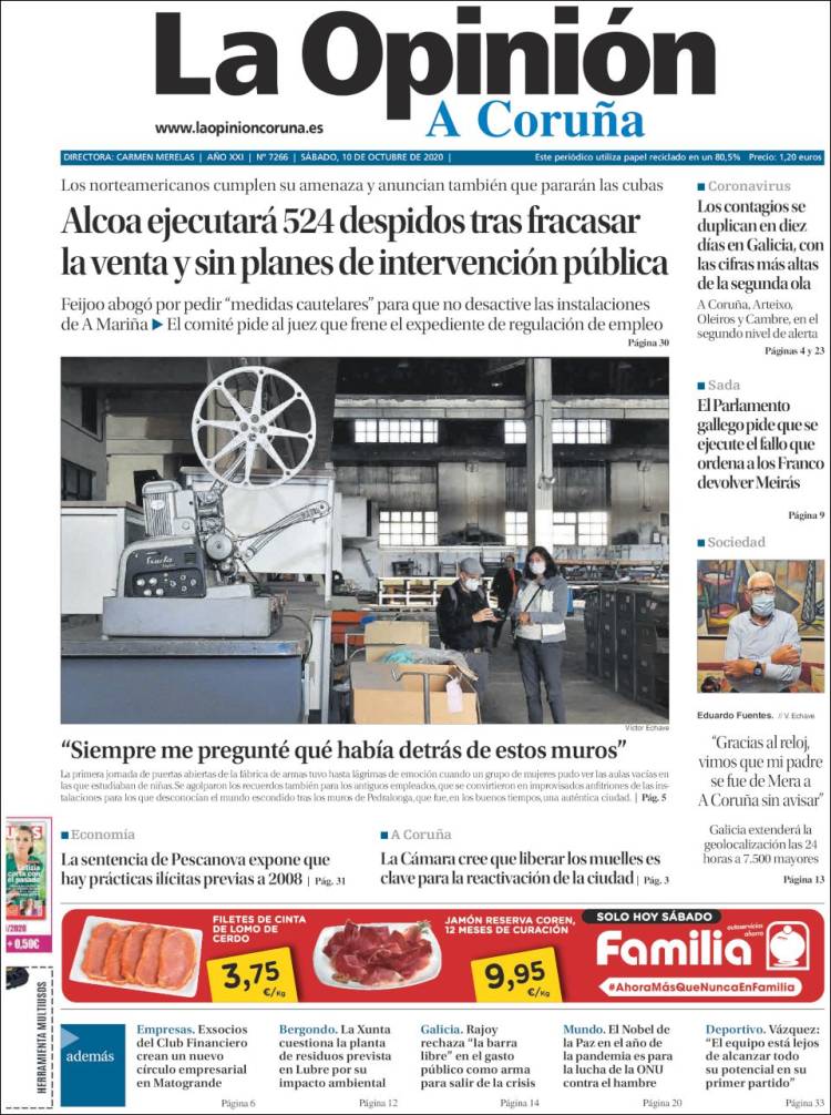 Portada de La Opinión de A Coruña (España)