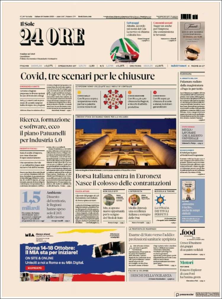 Portada de Il Sole 24 ORE (Italia)