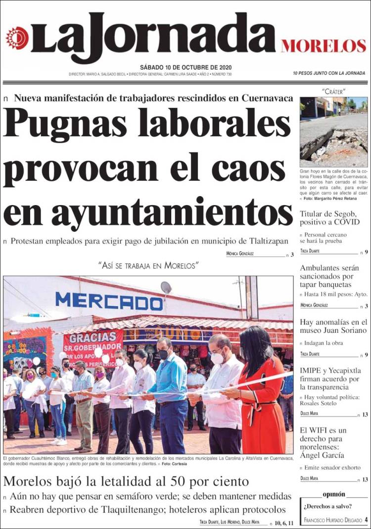 Portada de La Jornada - Morelos (M&eacute;xico)