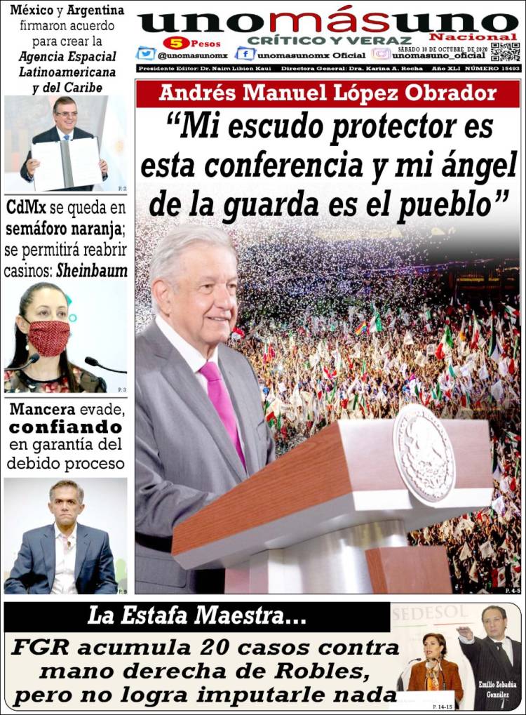 Portada de unomásuno (M&eacute;xico)