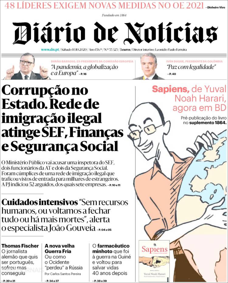 Portada de Diário de Noticias (Portugal)