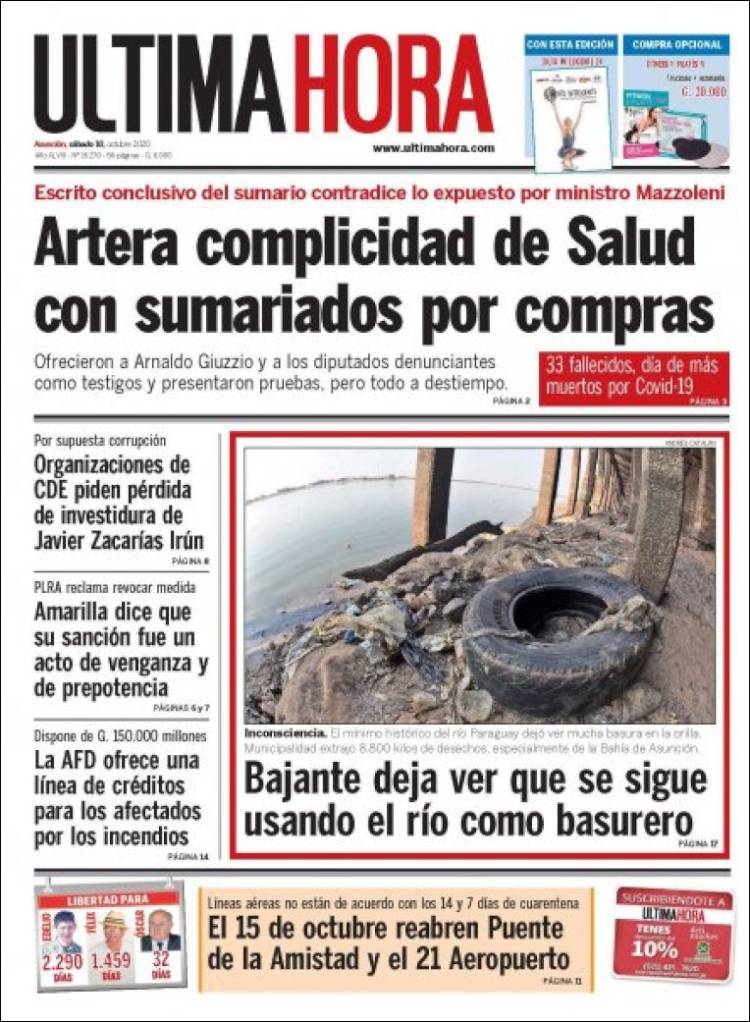 Portada de Última Hora (Paraguay)