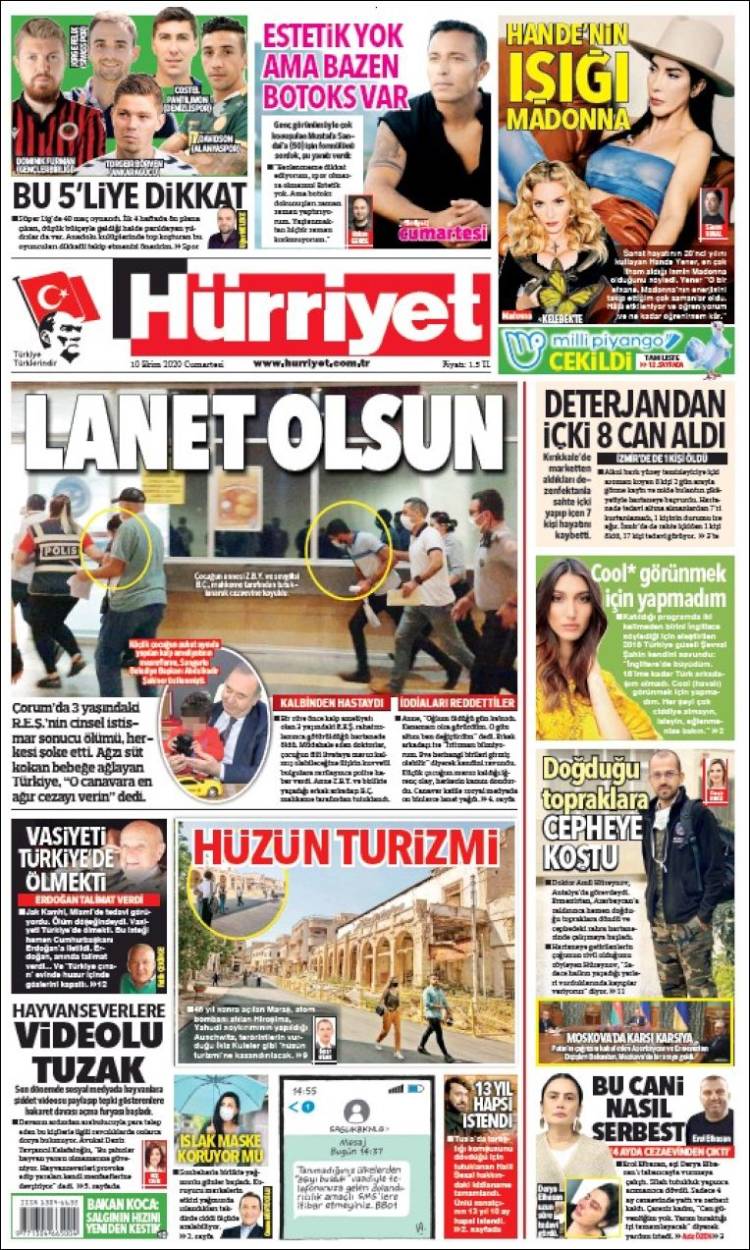 Portada de Hürriyet (Turqu&iacute;a)