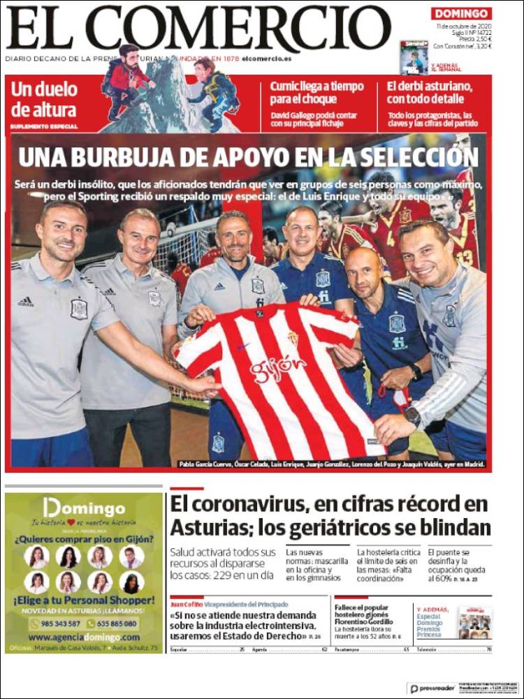 Portada de El Comercio - Gijón (España)
