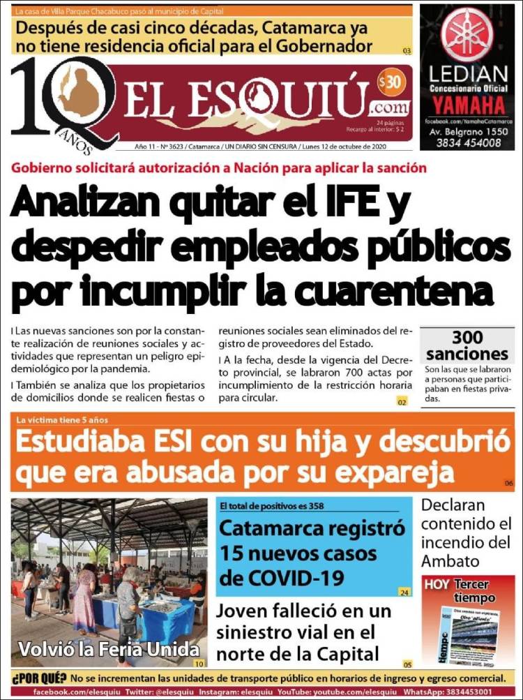 Portada de El Esquiu (Argentina)