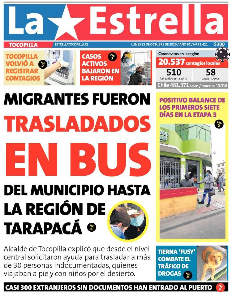 Portada de La Estrella de Tocopilla (Chile)