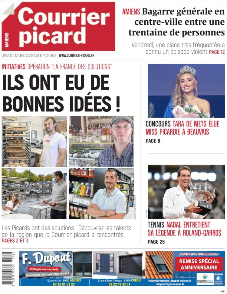 Portada de Courrier Picard (Francia)
