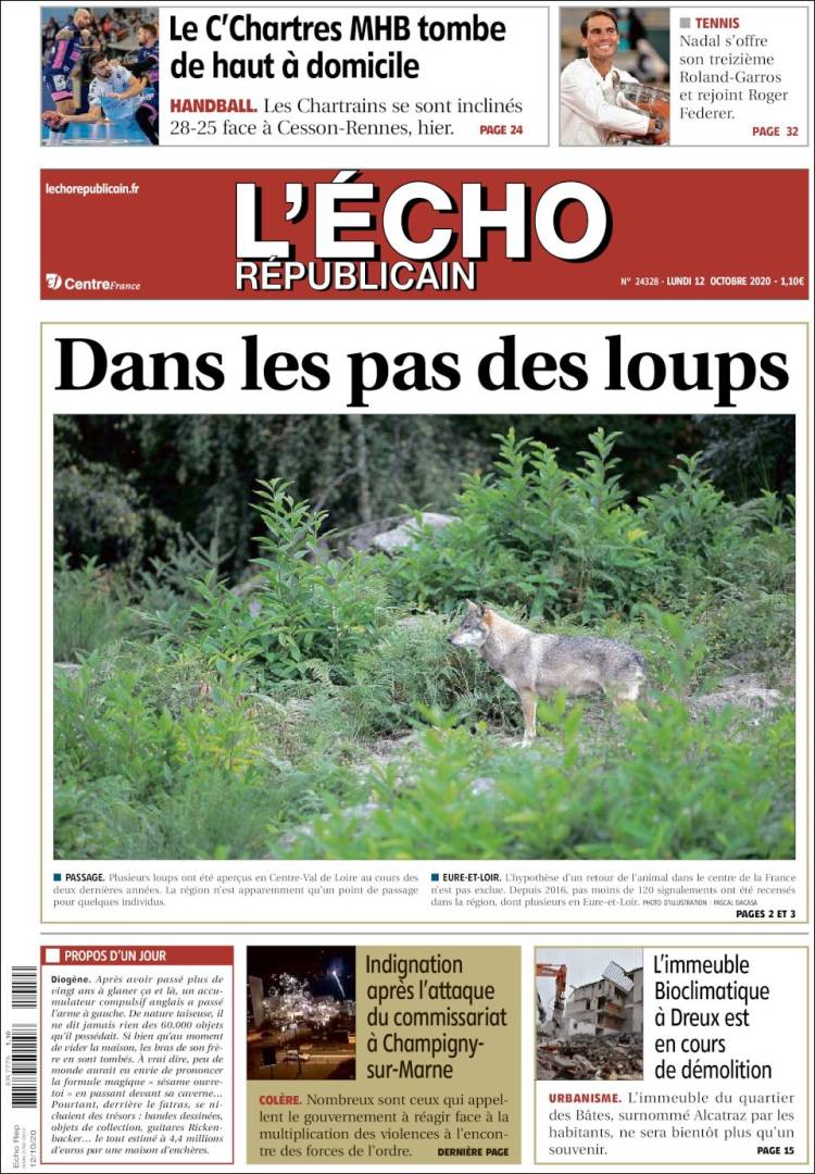 Portada de L'Echo Républicain (Francia)