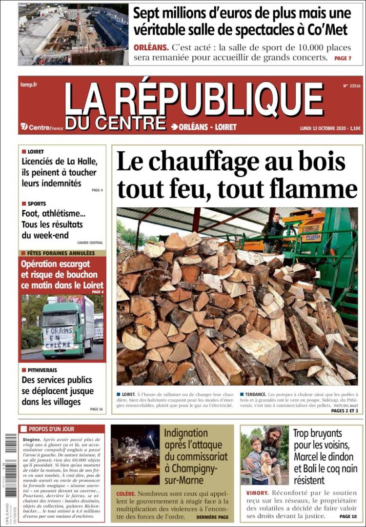 Portada de La République du Centre (Francia)