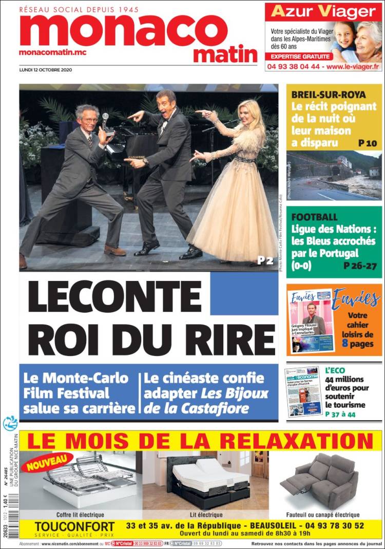 Portada de Nice-Matin (Francia)