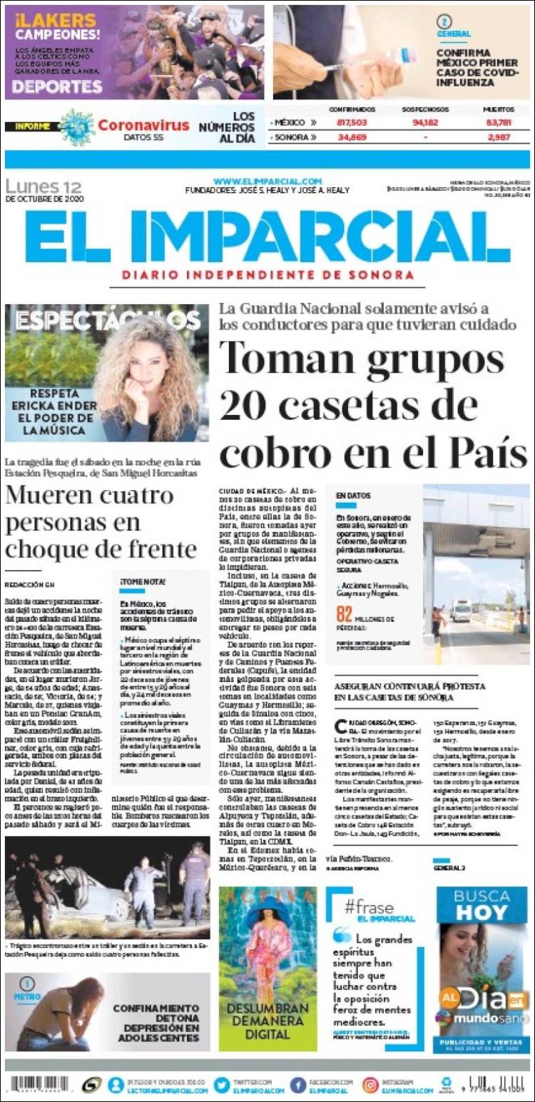 Portada de El Imparcial (M&eacute;xico)