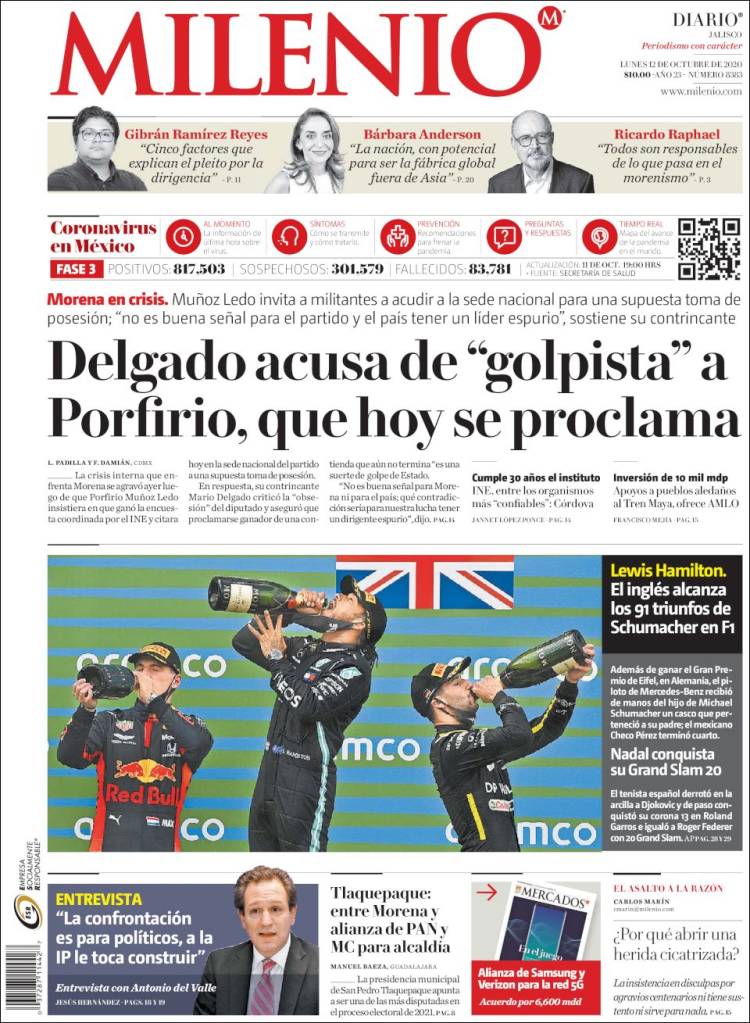 Portada de Milenio - Jalisco (M&eacute;xico)