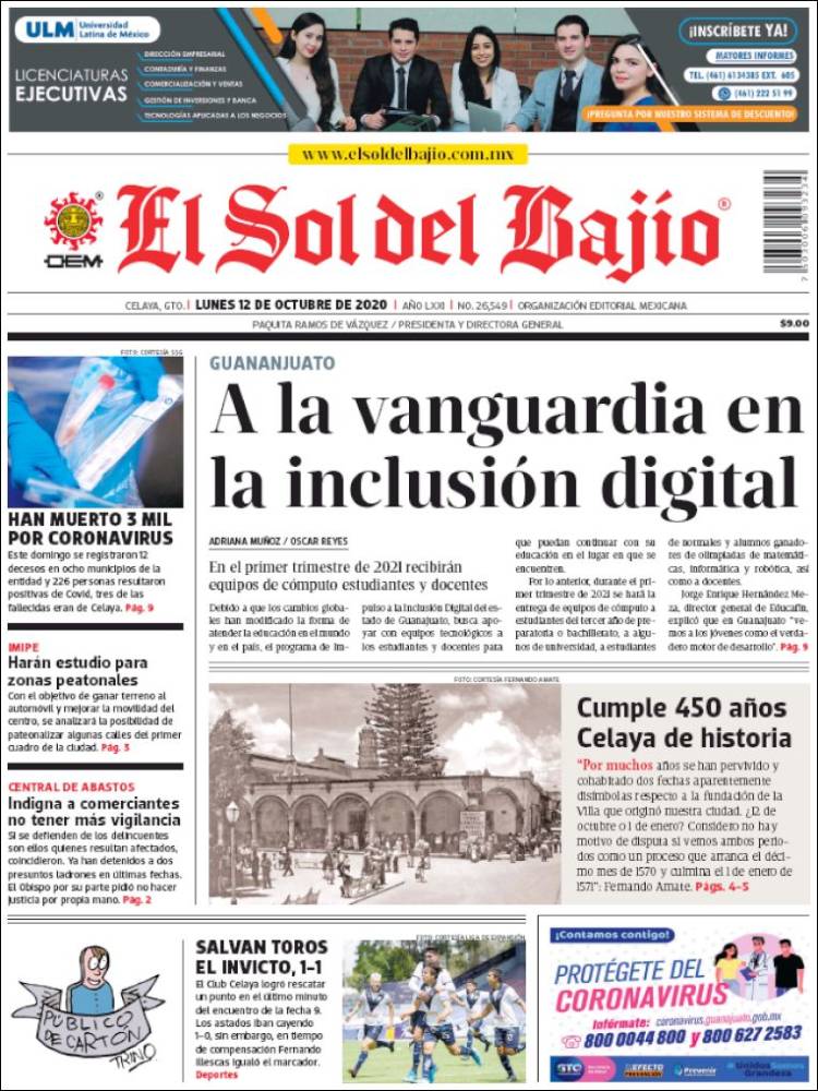 Portada de El Sol del Bajio (M&eacute;xico)