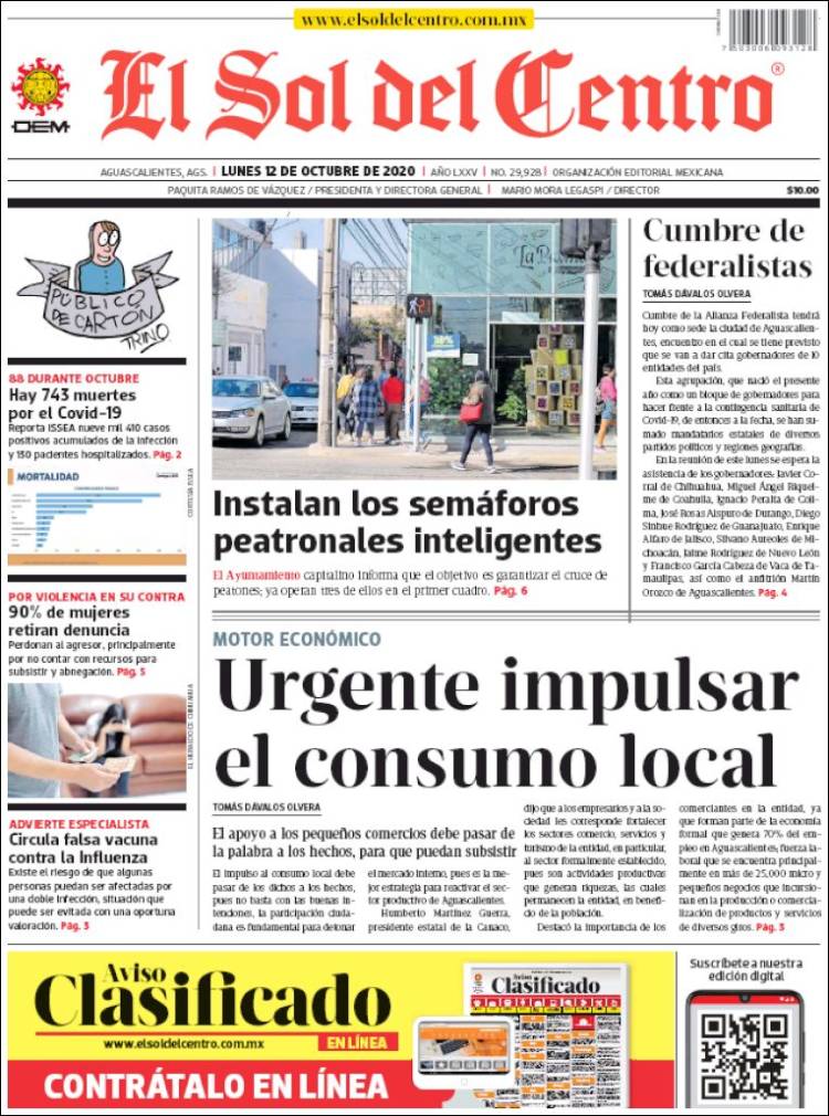 Portada de El Sol del Centro (M&eacute;xico)