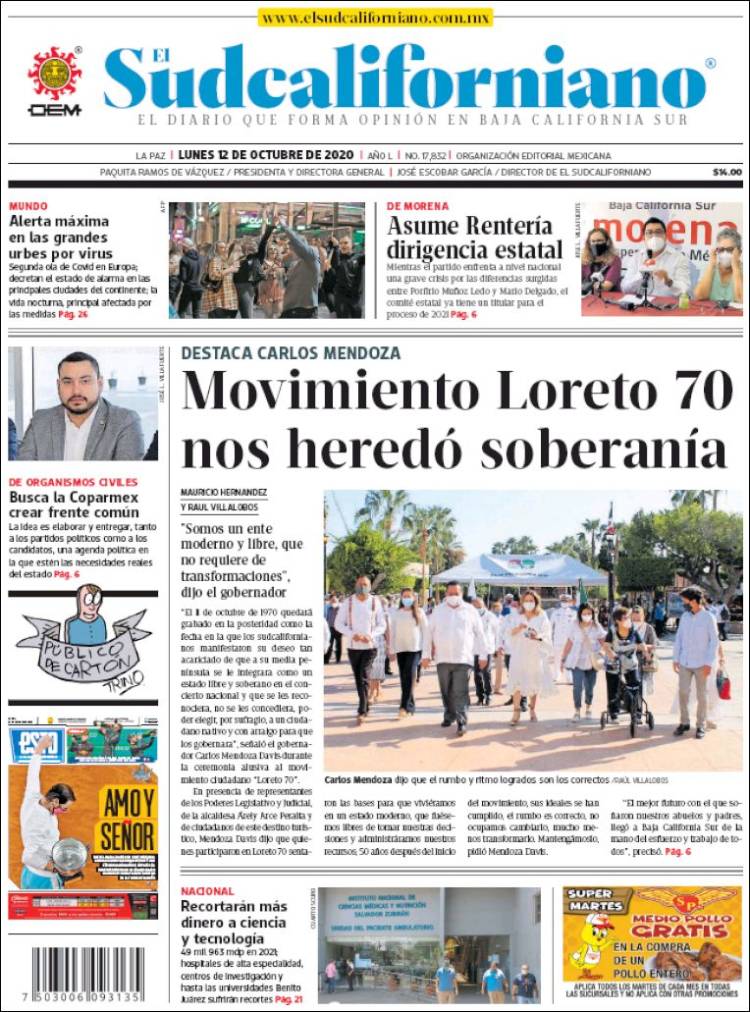 Portada de El Sudcaliforniano (M&eacute;xico)