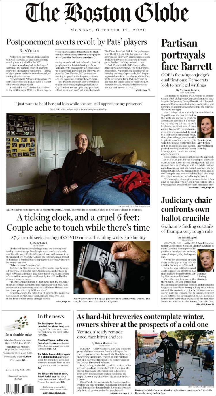 Portada de Boston Globe (USA)