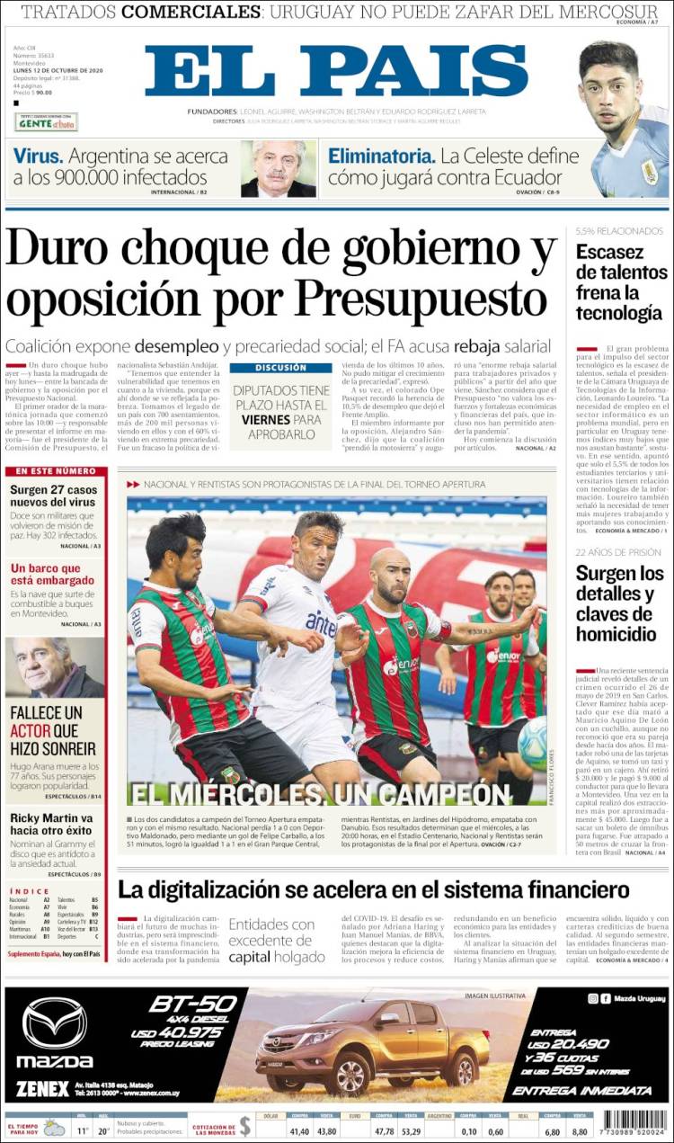 Portada de El País (Uruguay)