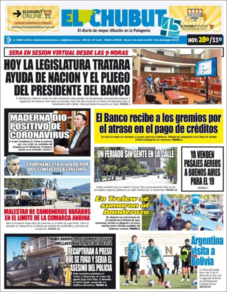 Portada de El Chubut (Argentina)