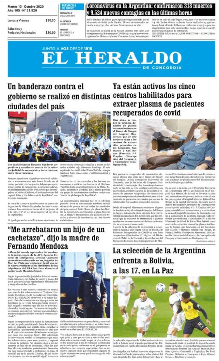 Portada de El Heraldo de Concordia (Argentina)