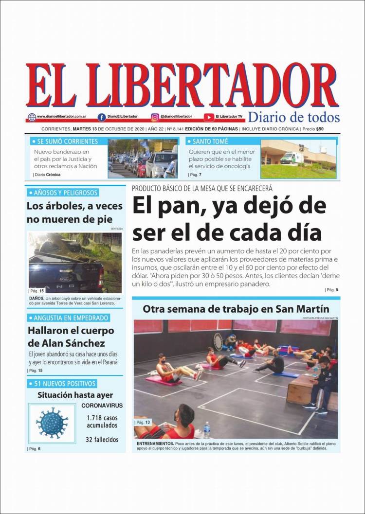 Portada de Diario El Libertador (Argentina)