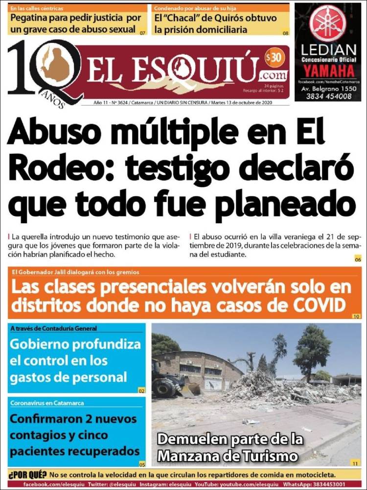 Portada de El Esquiu (Argentina)