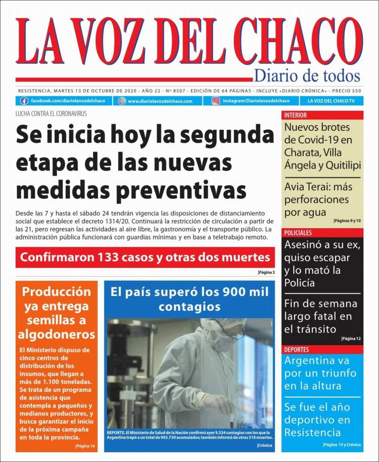Portada de La Voz del Chaco (Argentina)
