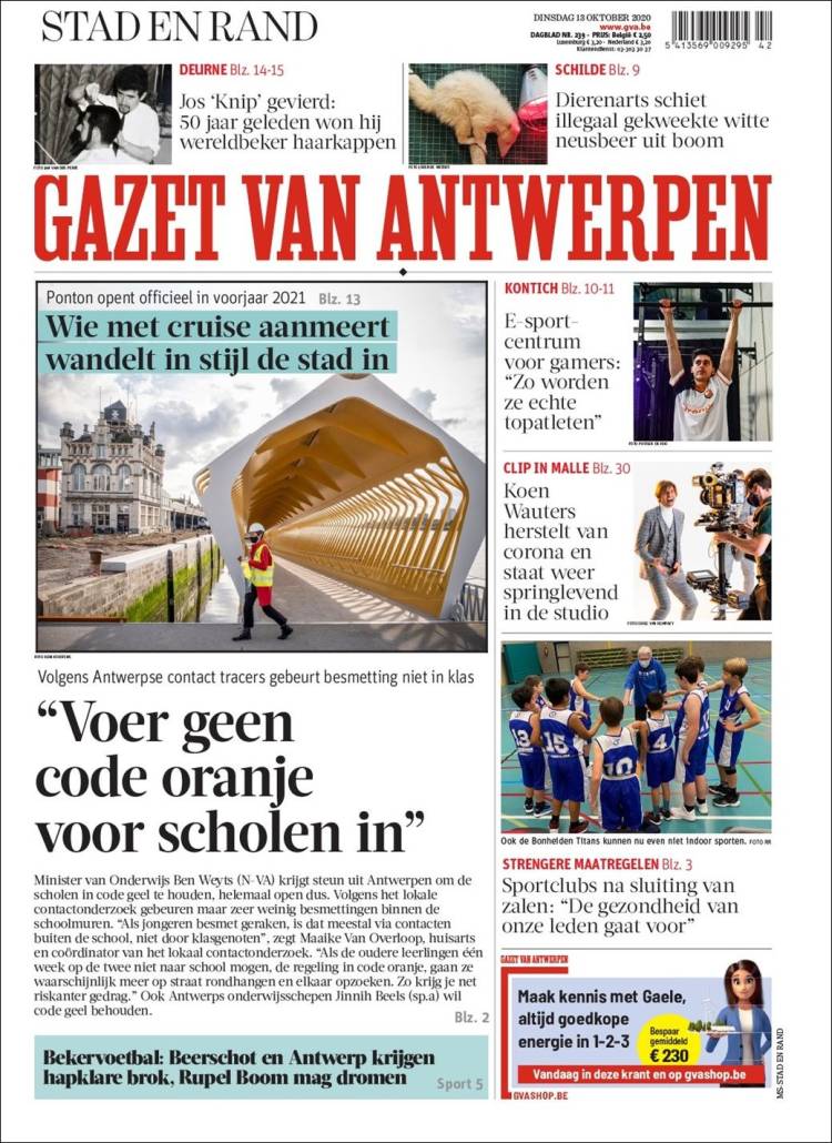 Portada de Gazet van Antwerpen (B&eacute;lgica)