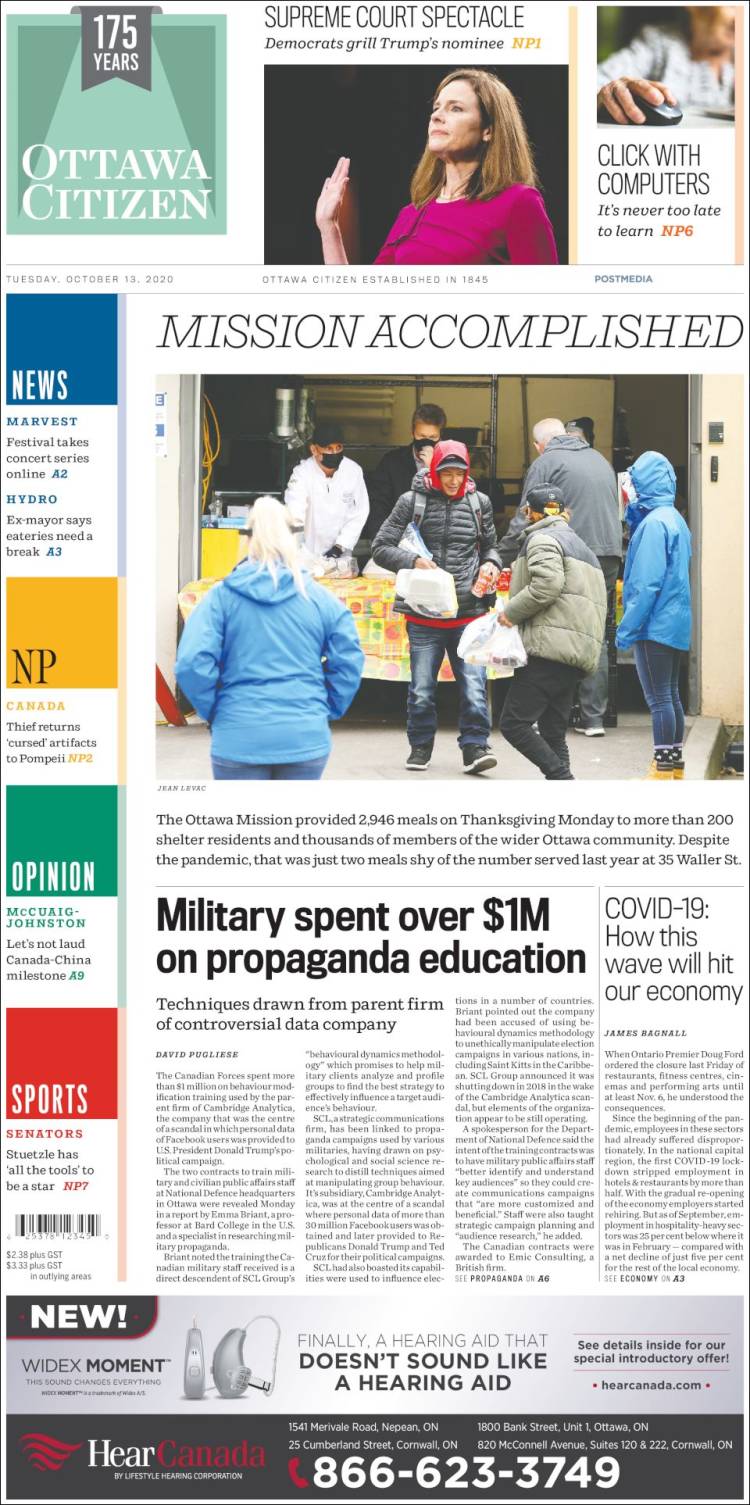 Portada de Ottawa Citizen (Canadá)