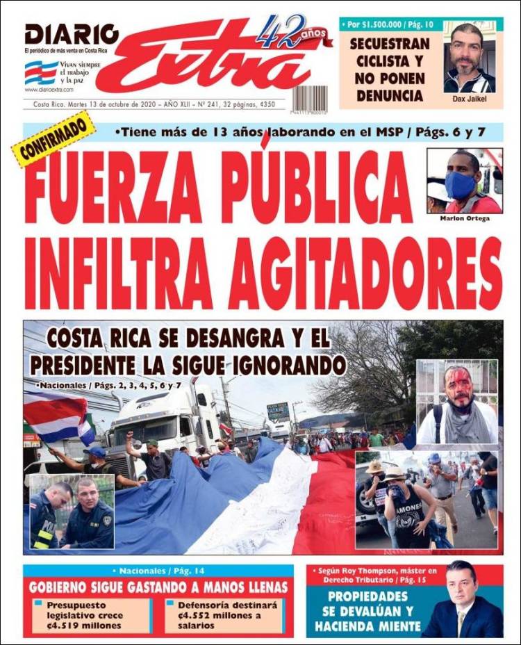 Portada de Diario Extra (Costa Rica)
