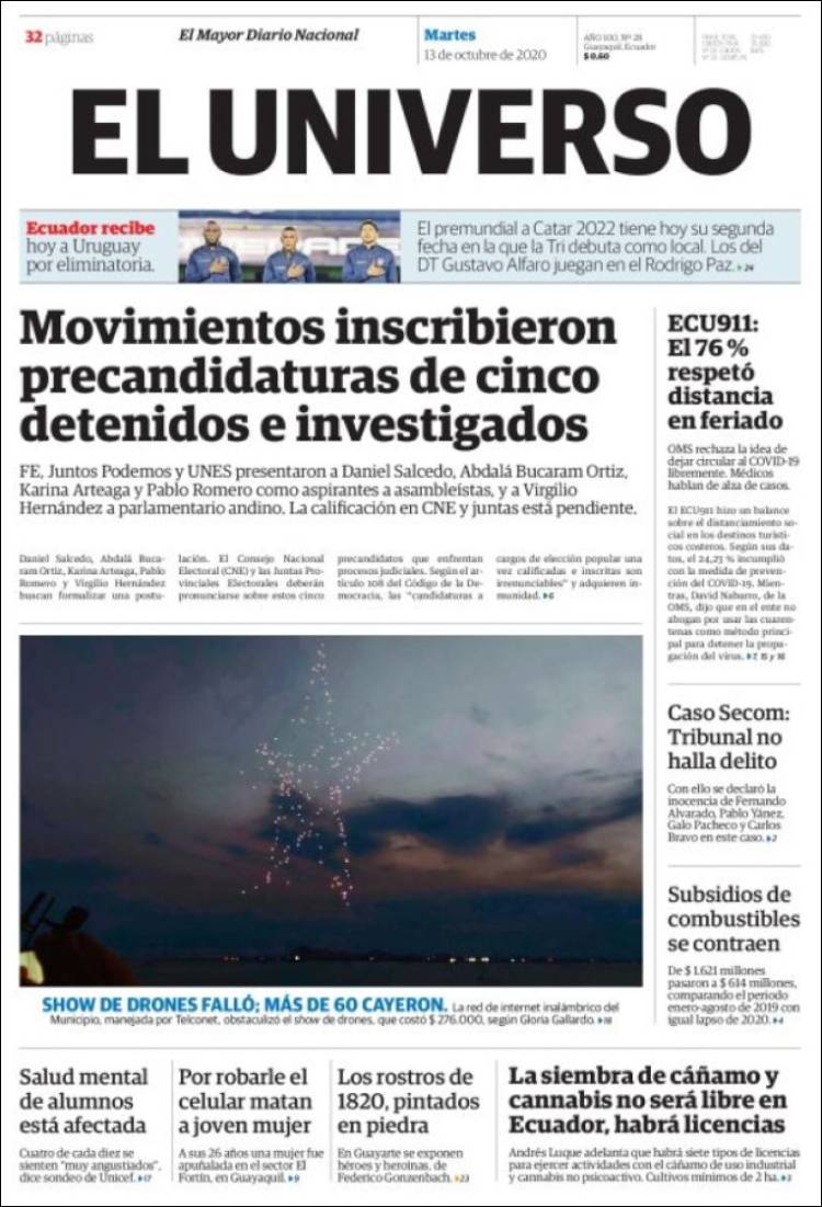 Portada de El Universo - Ecuador (Ecuador)