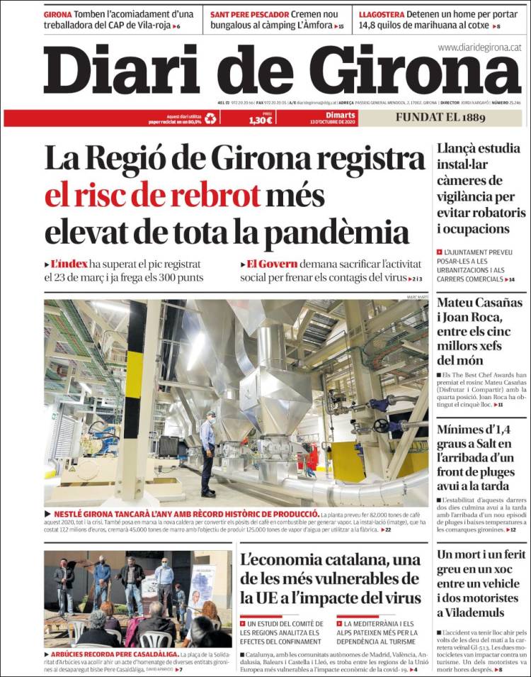 Portada de Diari de Girona (España)