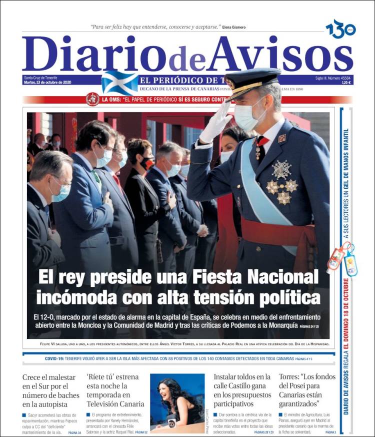 Portada de Diarios de Avisos (España)