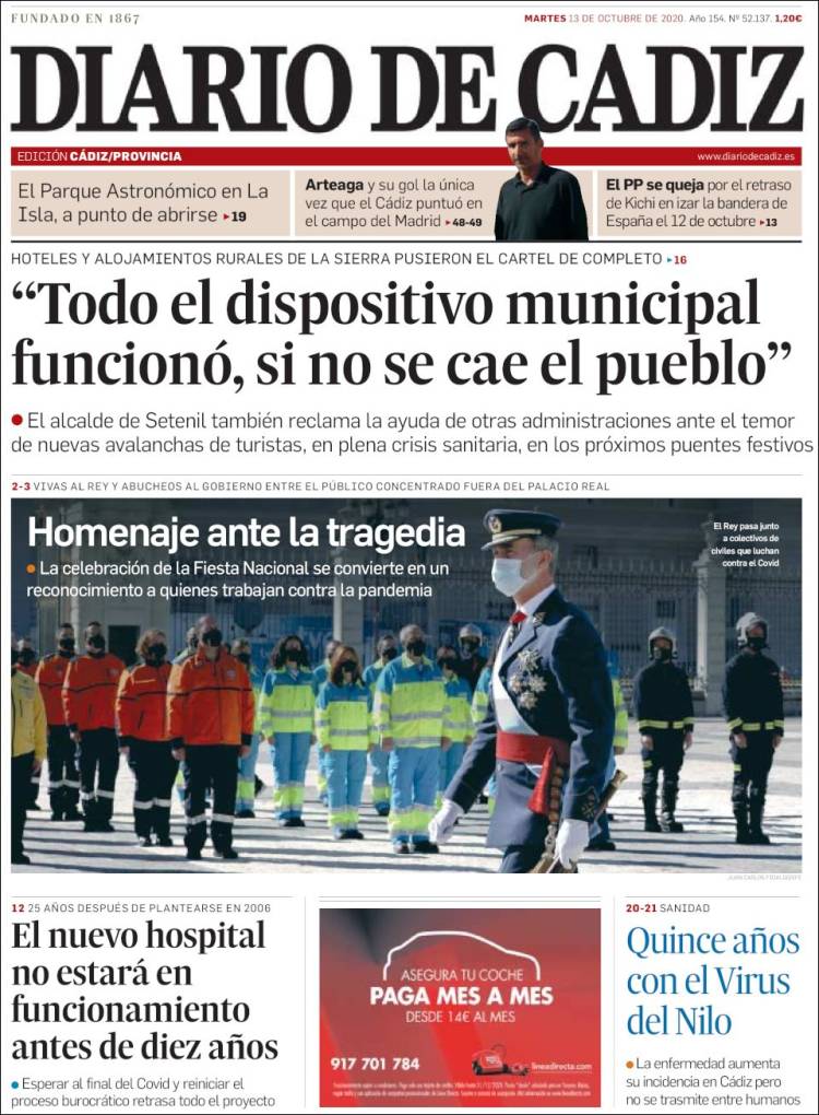 Portada de Diario de Cádiz (España)